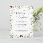 Invitation Elégant Boho Fleur sauvage mariage réception (Debout devant)