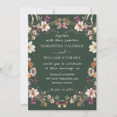 Invitation Elégant Boho Fleur sauvage moderne Dark Green Mari (Devant)
