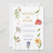 Invitation Elegant Boho Fleur sauvage photo Mariage (Devant)