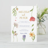 Invitation Elegant Boho Fleur sauvage photo Mariage (Debout devant)