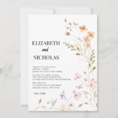 Invitation Elegant Boho Fleur sauvage Photo Mariage Décontrac (Devant)