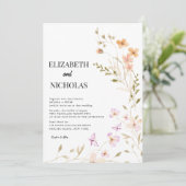 Invitation Elegant Boho Fleur sauvage Photo Mariage Décontrac (Debout devant)