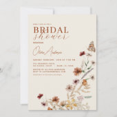 Invitation Elegant Boho Fleur sauvage QR Code Fête des mariée (Devant)