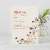 Invitation Elegant Boho Fleur sauvage QR Code Fête des mariée (Debout devant)