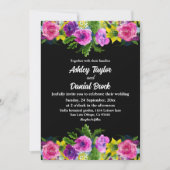 Invitation Elégant Boho Fleurs romantiques Black Floral Maria (Devant)