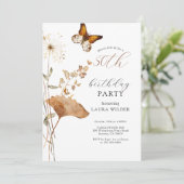 Invitation Elégant Boho Fleurs sauvages 50e fête d'anniversai (Debout devant)