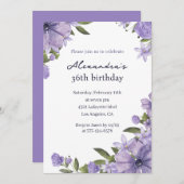 Invitation Elégant Boho Floral Aquarelle 36e anniversaire (Devant / Derrière)