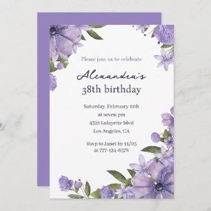 Invitation Elégant Boho Floral Aquarelle 38e anniversaire