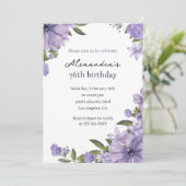 Invitation Elégant Boho Floral Aquarelle 76e anniversaire (Debout devant)