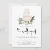 Invitation Élégant Boho Floral Cake QR Code Mariage (Devant)