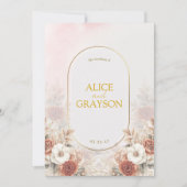 Invitation Elegant Boho Floral Cream Pink Modern Wedding (Devant)