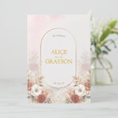Invitation Elegant Boho Floral Cream Pink Modern Wedding (Debout devant)