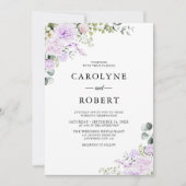 Invitation Elégant Boho Floral Dusty violet Mariage (Devant)