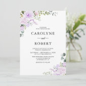 Invitation Elégant Boho Floral Dusty violet Mariage (Debout devant)