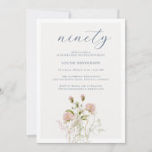 Invitation Elégant Boho Floral Fleur sauvage 90e fête d'anniv (Devant)