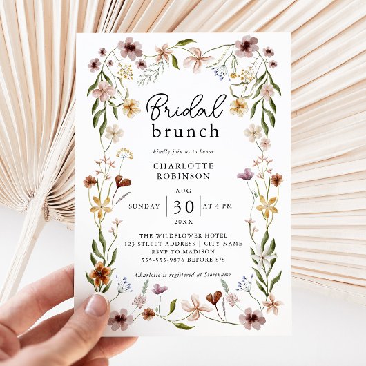 Invitation Elégant Boho Floral Fleur sauvage Brunch nuptial