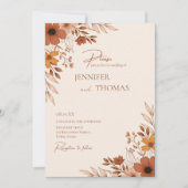 Invitation Elegant boho Floral Hand-Drawn Wedding (Devant)