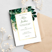 Invitation Elégant Boho Floral moderne Emerald Mariage vert