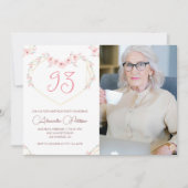 Invitation Elégant Boho Floral Photo 93e anniversaire (Devant)