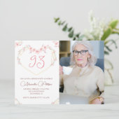 Invitation Elégant Boho Floral Photo 93e anniversaire (Debout devant)