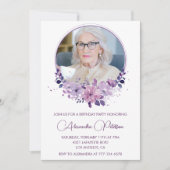 Invitation Elegant Boho Floral Photo 99e anniversaire (Devant)