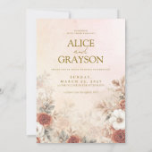 Invitation Elegant Boho Floral Purple Pink Modern Wedding (Dos)