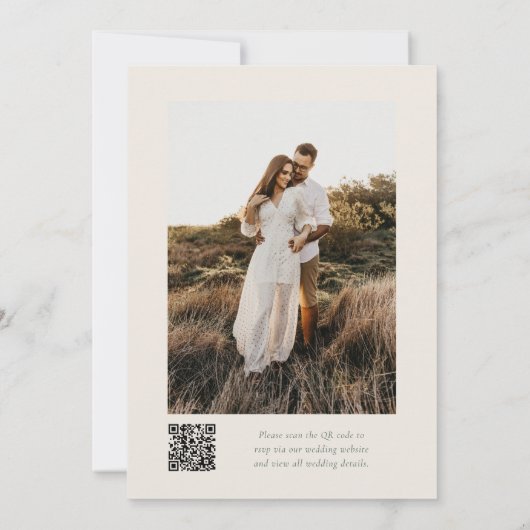 Invitation Elegant Boho Floral QR Code Mariage photo (Dos)
