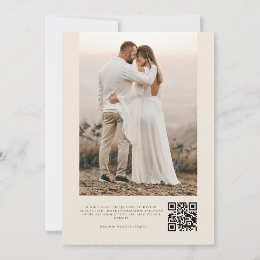 Invitation Elegant Boho Floral QR Code Mariage photo (Dos)