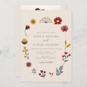 Invitation Elegant Boho Floral QR Code Mariage photo (Devant / Derrière)