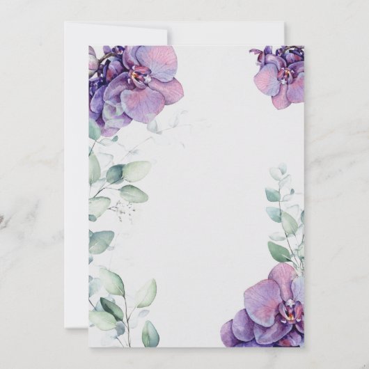 Invitation Elégant Boho Garden Fleur violet orchidée Mariage (Dos)