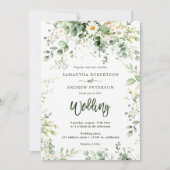 Invitation Elegant Boho Greenery Fleur sauvage Photo Mariage (Devant)
