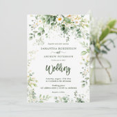 Invitation Elegant Boho Greenery Fleur sauvage Photo Mariage (Debout devant)