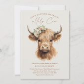 Invitation Elegant Boho Highland Cow QR Code Fête des mariées (Devant)