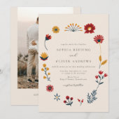 Invitation Élégant Boho Hygge Floral Photo Mariage (Devant / Derrière)