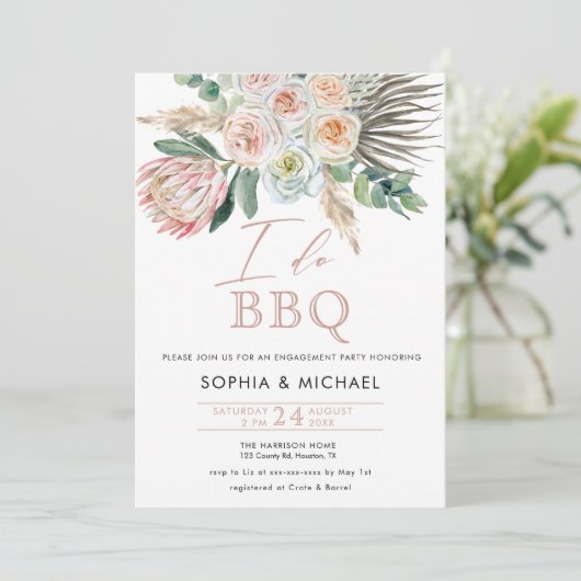 Invitation Elegant Boho I do BBQ Engagement Party (Debout devant)