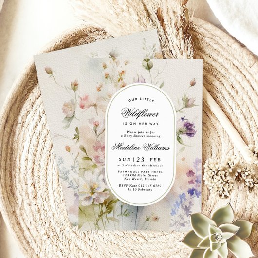 Invitation Elégant Boho Little Baby shower Fleur sauvage