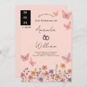 Invitation Elégant Boho Nature Fleur sauvage Mariage (Devant / Derrière)