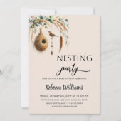 Invitation Elegant Boho Nesting Party Bird Baby Shower (Devant)