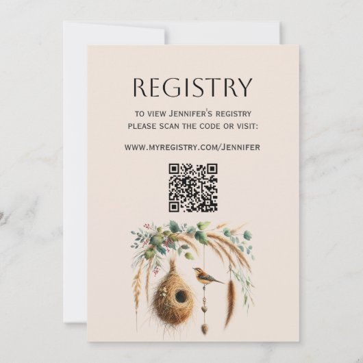 Invitation Elegant Boho Nesting Party Bird Baby Shower (Dos)