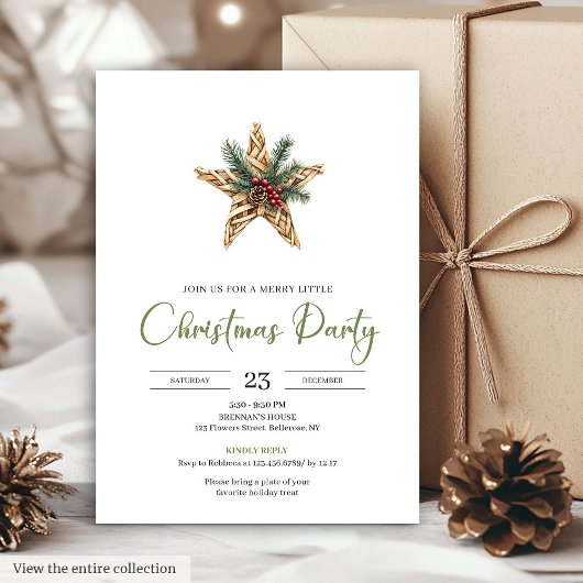 Invitation Elegant Boho Neutral Botanical Festive Christmas 