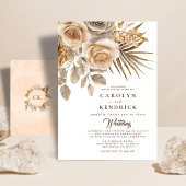 Invitation Elégant Boho Neutral Flore Accents Mariage