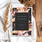 Invitation Élégant Boho noir Chic Floral Mariage