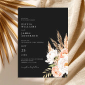 Invitation Élégant Boho noir Chic Floral Mariage de automne