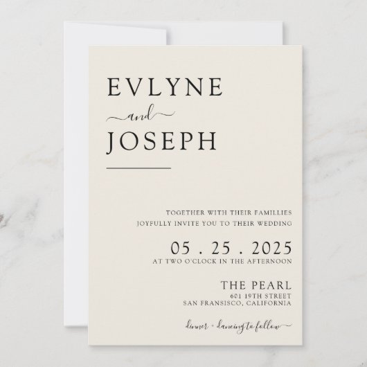 Invitation Élégant Boho noir et blanc QR Code Mariage (Devant)