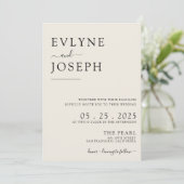 Invitation Élégant Boho noir et blanc QR Code Mariage (Debout devant)
