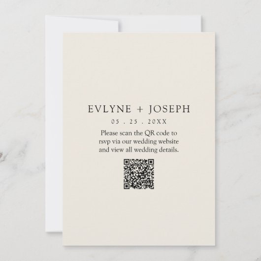 Invitation Élégant Boho noir et blanc QR Code Mariage (Dos)