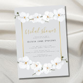 Invitation Elégant Boho Orchid Gold Frame Pearl Fête des mari