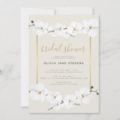 Invitation Elégant Boho Orchids Gold Frame Fête des mariées c (Devant)