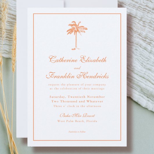 Invitation Elegant Boho Palm Tree Tropical Wedding