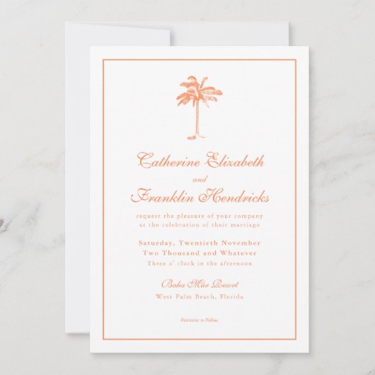 Invitation Elegant Boho Palm Tree Tropical Wedding (Devant)